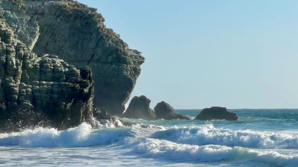 Late afternoon rocks and waves Playa Las Palmas