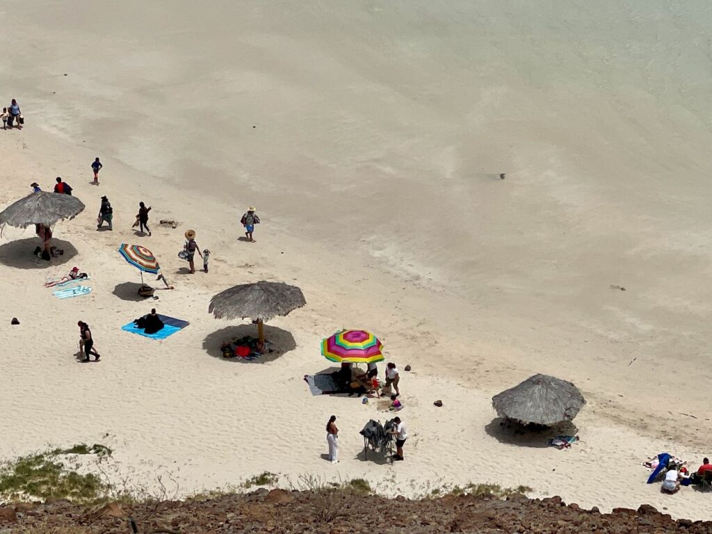 Looking Down on Palapas from Lookout, Playa Balandra