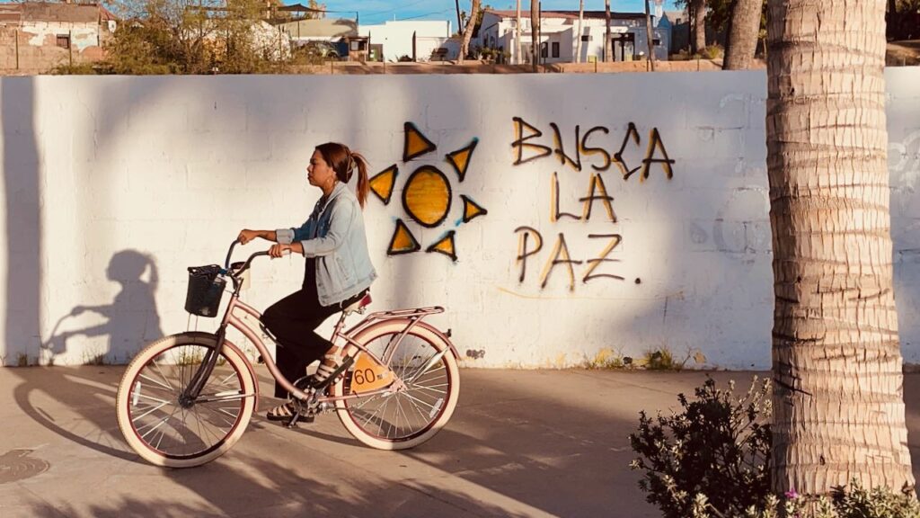 Woman on Bicycle, La Paz Mexico