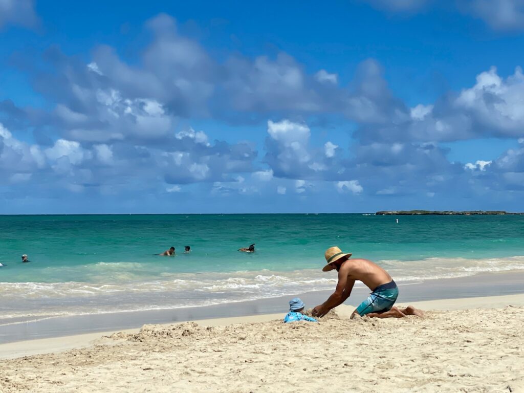 Playing in the Sand at Kailua Beach Park