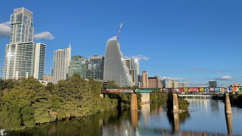 Lady Bird Lake Looking East from Pedestrian Bridge Austin