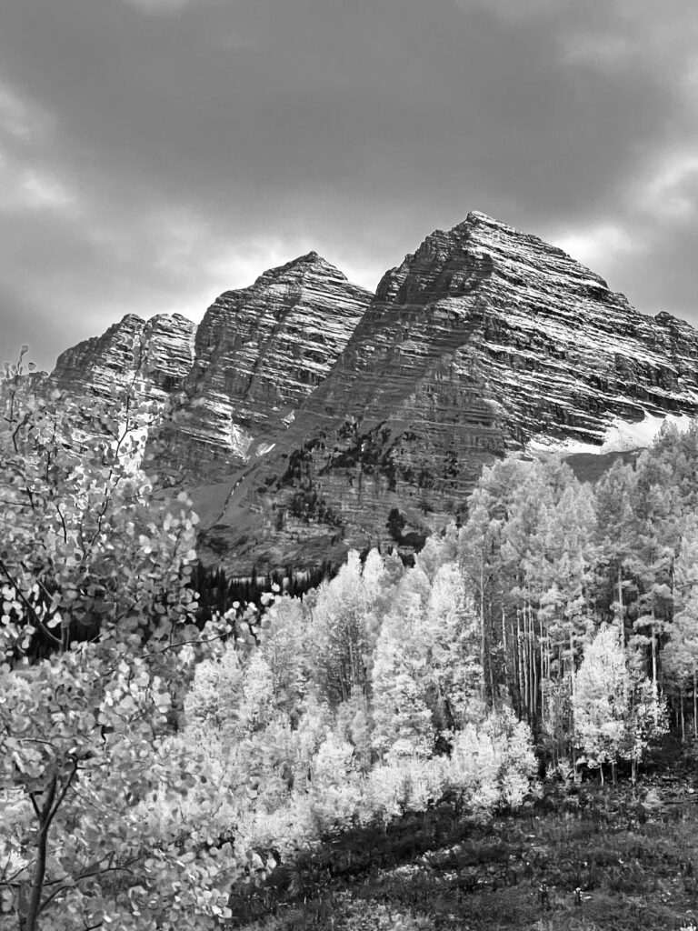 Maroon Bells Black and White Colorado