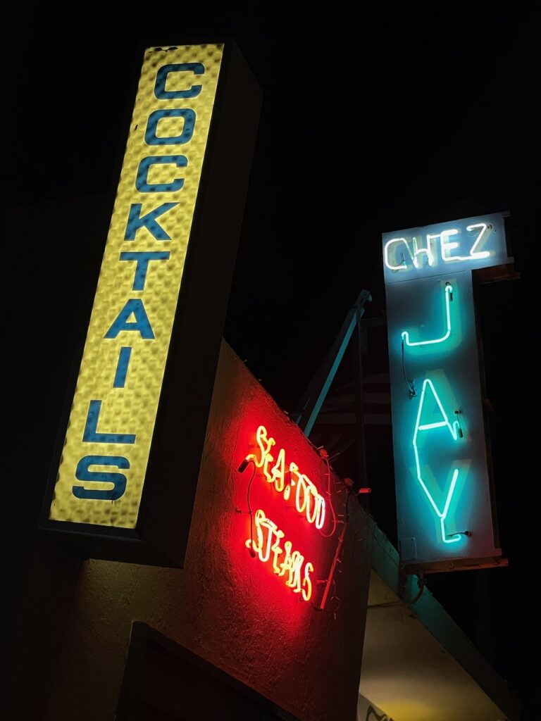 Chez Jay neon signs Santa Monica