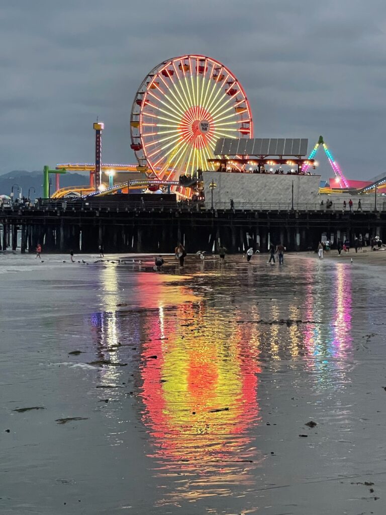 Ferris wheel reflections Santa Monica pier