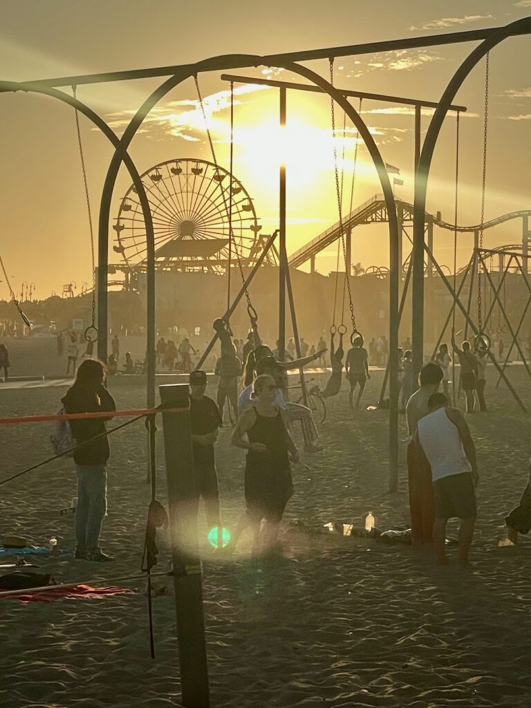 Sunset and rings muscle beach Santa Monica