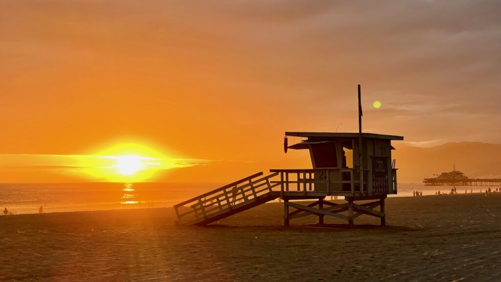 Sunset at Santa Monica Beach