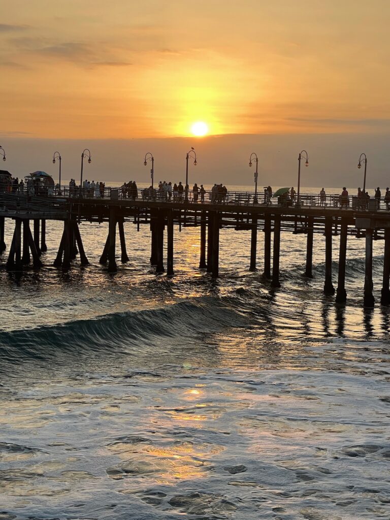 Sunset waves Santa Monica pier