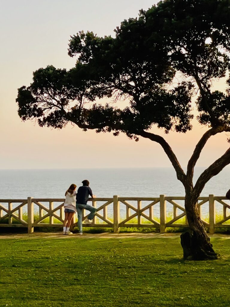 Young couple at evening Palisades Park Santa Monica