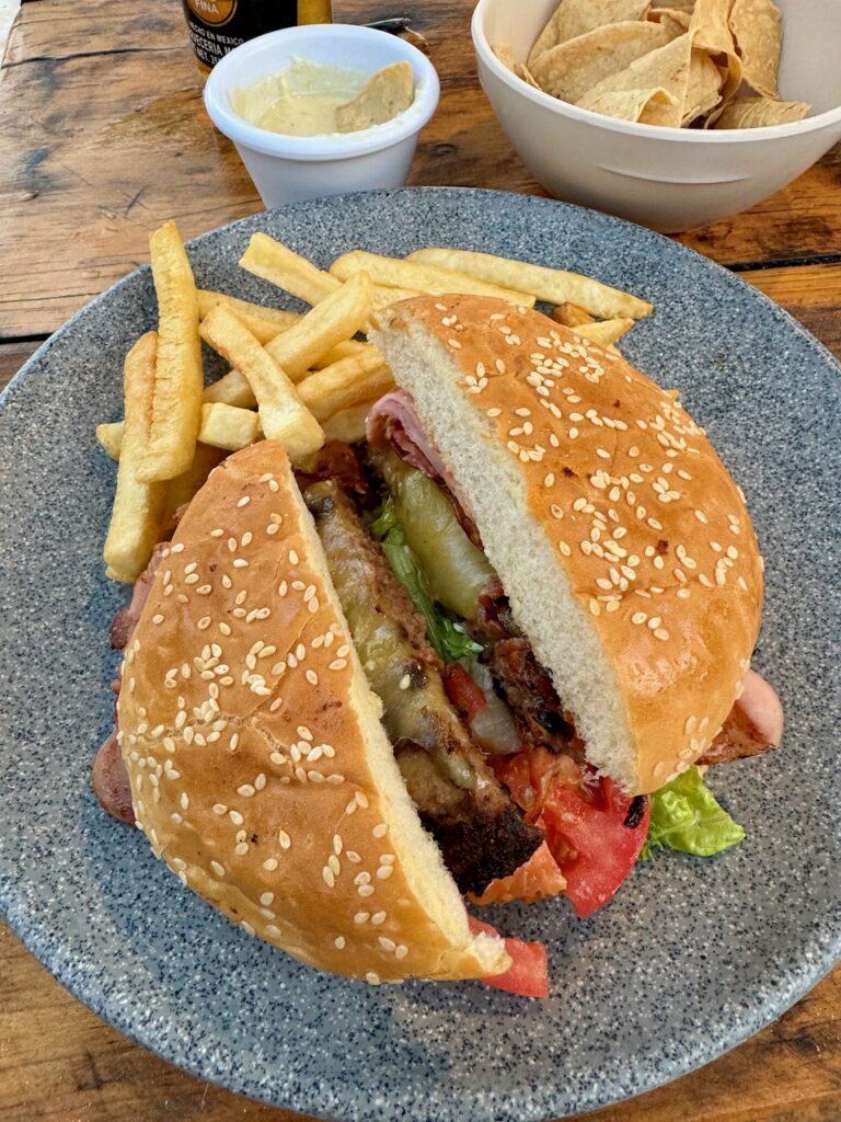 Burger at Pancho Villa Tulum