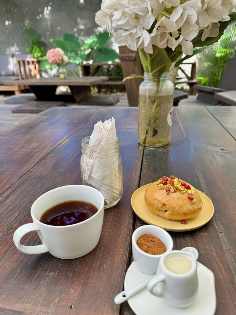 Coffee and pistachio donut at The Better Donut Tulum