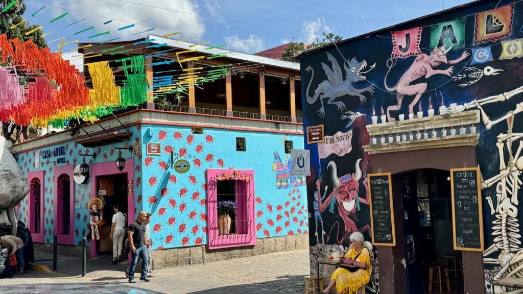 Colorful cafes and restaurants Jalatlaco Oaxaca