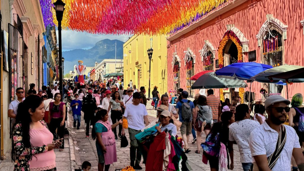 Festive street Day of the Dead Oaxaca City