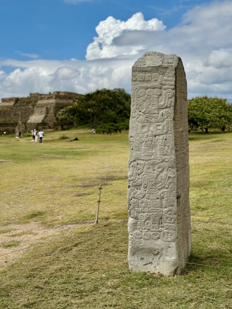 Obelisk at north platform Monte Albán