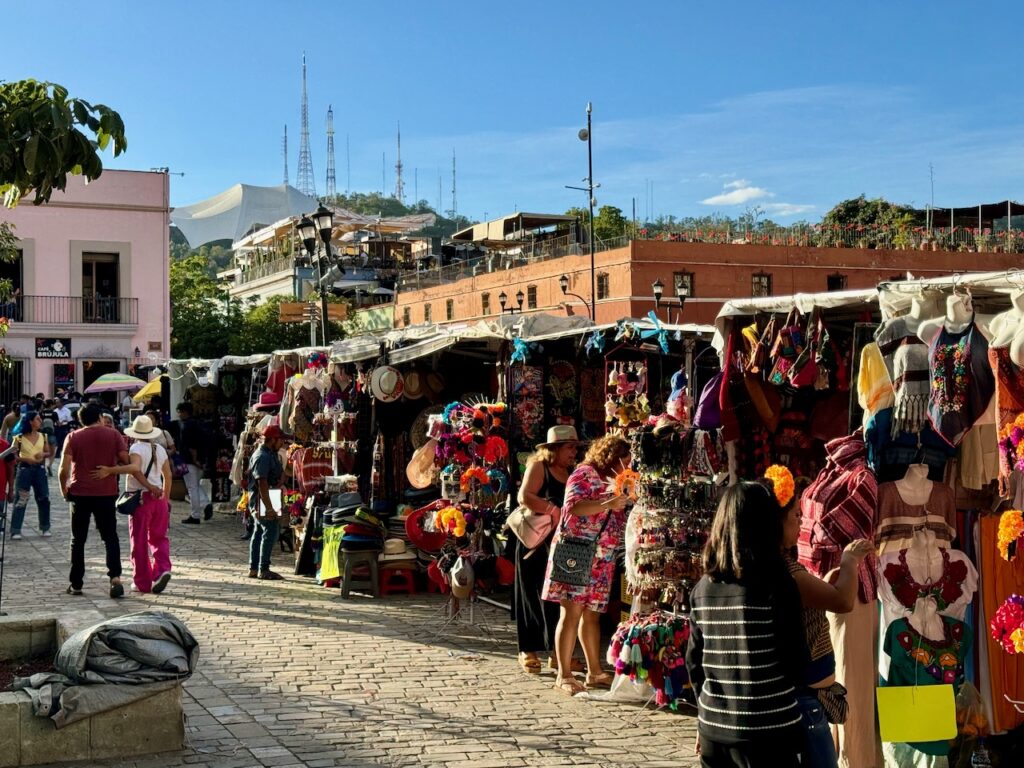 Santo Domingo Market with Guelaguetza stadium in the distance