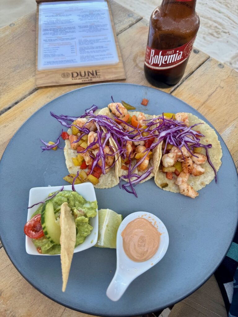 Shrimp Tacos at Dune Tulum