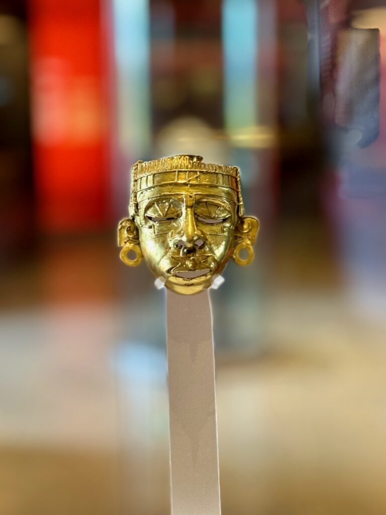 Tiny gold mask Museum of Cultures of Oaxaca