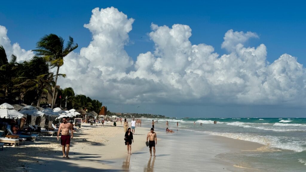 Walking north near Ziggy’s beach club Tulum