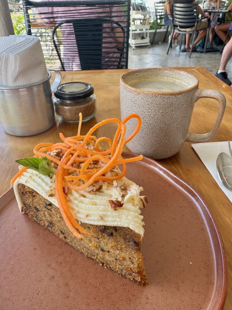 Carrot cake and cafe de olla at Local Cafe Puerto Morelos